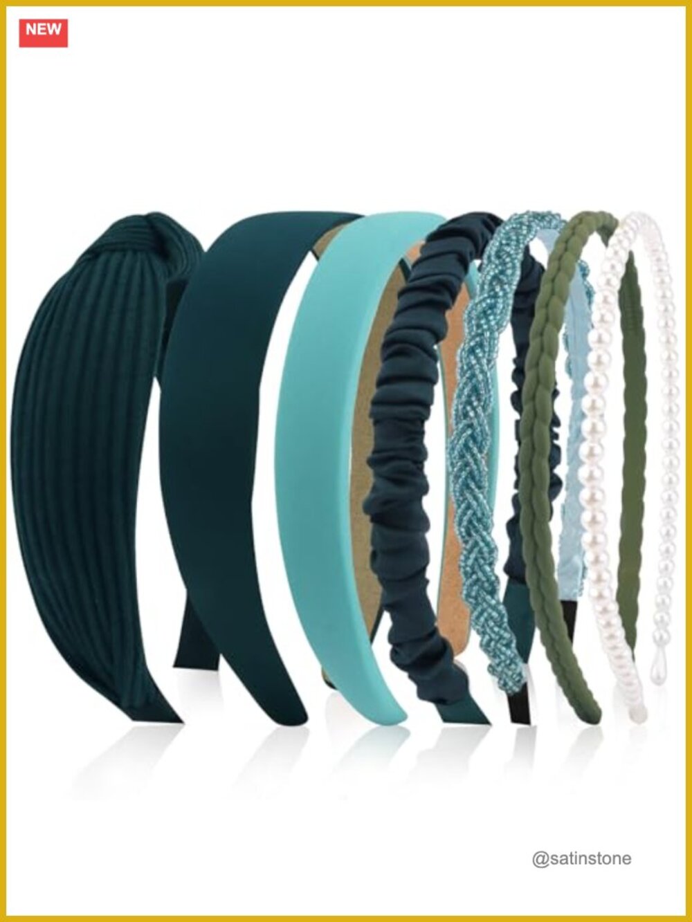 7 Pc Knotted Pearl Headbands Soft Fabric Non Slip Hair Accessories for Women